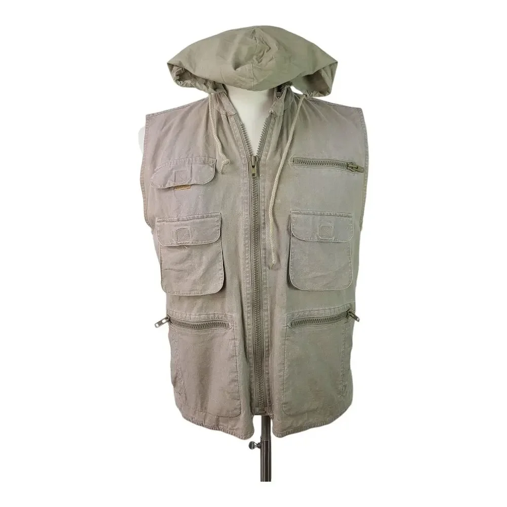 Banana Republic Khaki Tan Zip Up Hiking Cargo Fishing Journalist Vest Medium